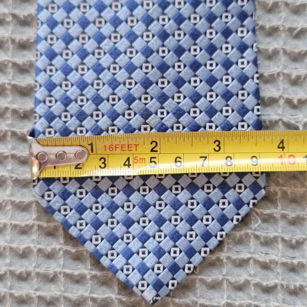 Tommy Hilfiger Tie Mens OS Blue‎ Geometric Diamond 100% Silk Woven Made in USA